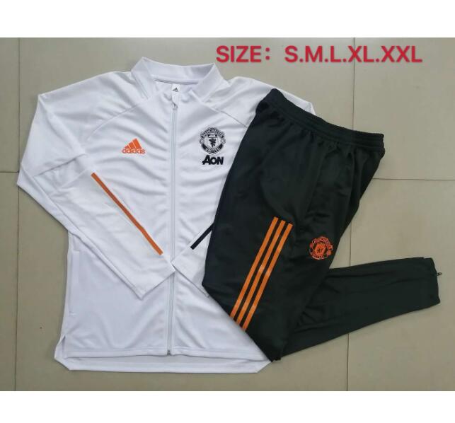 Manchester United White Training Kits Jacket with Pants 2020/21